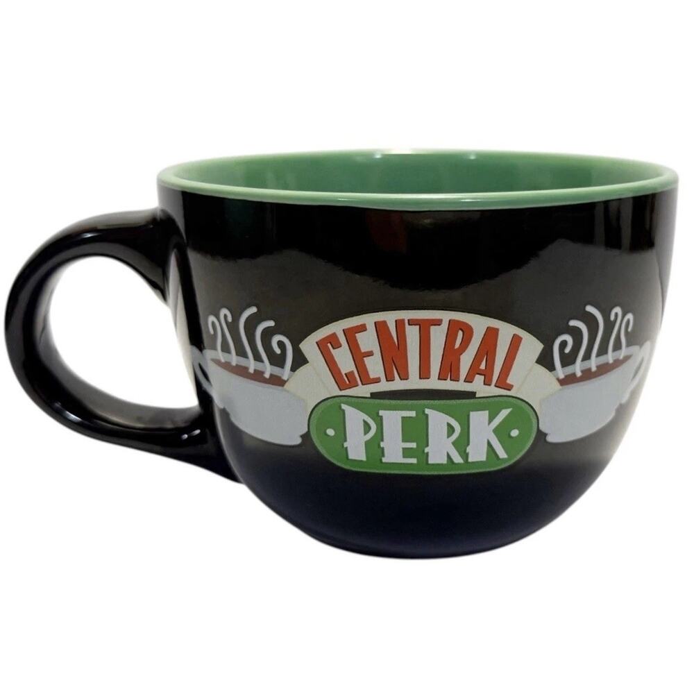 Friends TV Show Central Perk Black 24oz Jumbo Sz Ceramic Cafe Latte Novelty Mug